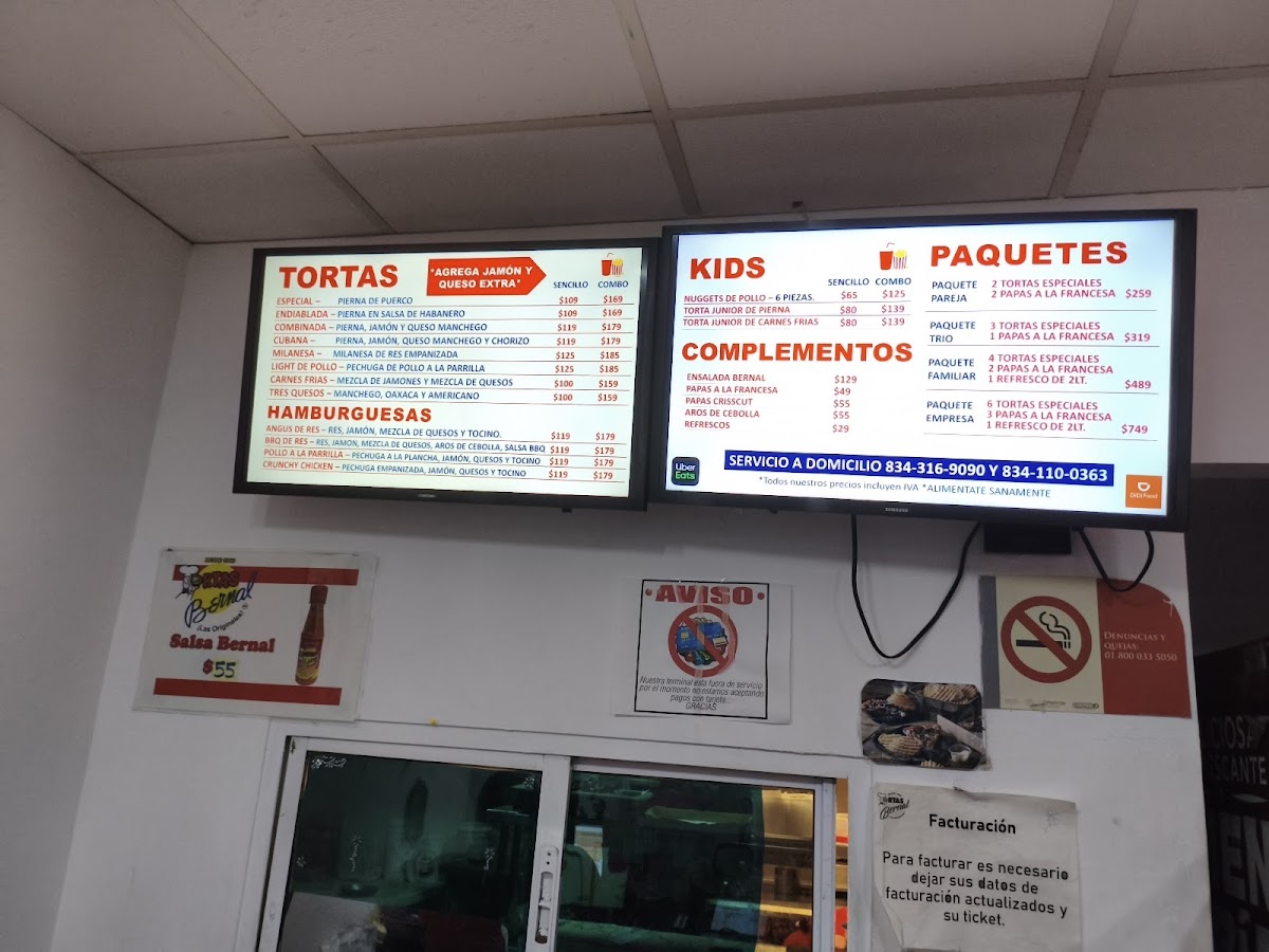 Tortas Bernal Menu - Image 1